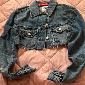 Women’s zara cropped denim jacket